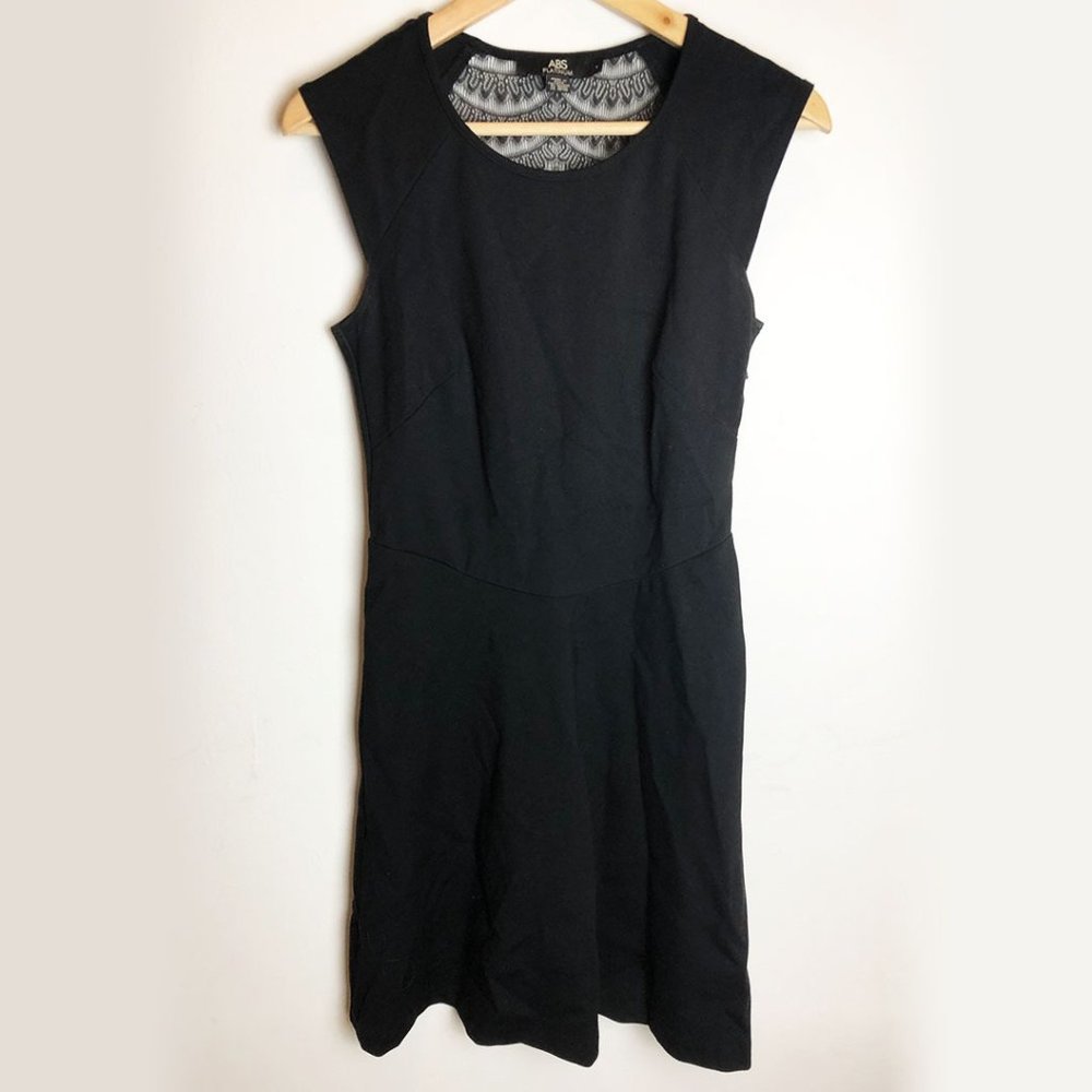 ABS Sheer Lace-Back Black Cocktail Dress